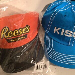 Hershey's Hats-New-Blue Kisses Cap & Reese's Peanut Butter Hat